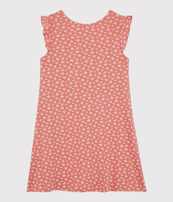 Camicia da notte bambina a fiori in cotone rosa PAPAYE/ MARSHMALLOW