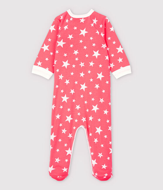 Tutina pigiama con zip a stelle bebé in cotone rosa PEACHY/bianco MARSHMALLOW