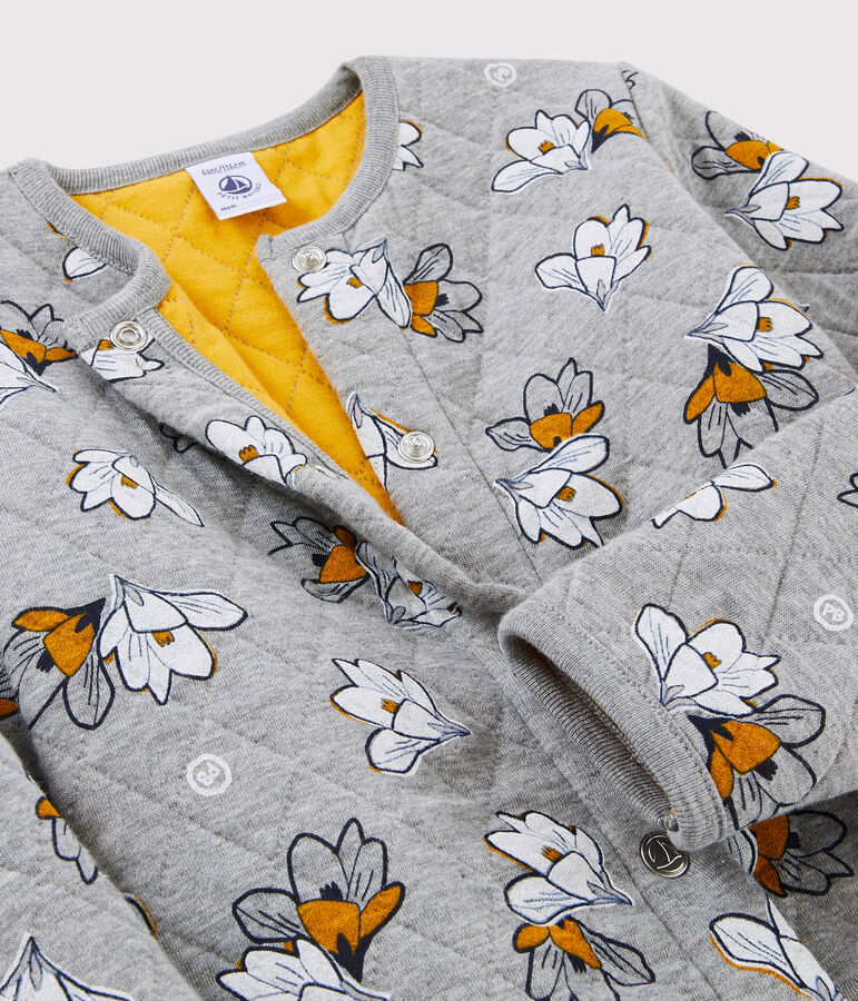 Cardigan in tubique bambina grigio SUBWAY/bianco MULTICO