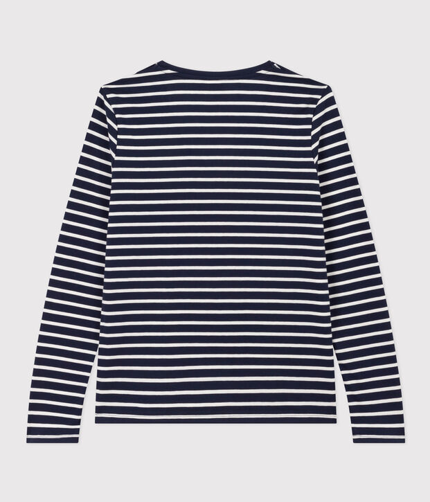 T-shirt LE DROIT scollo a V in cotone Donna blu/bianco