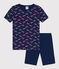 Pigiama corto aderente in cotone per bimbi, unisex blu MEDIEVAL/bianco MULTICO