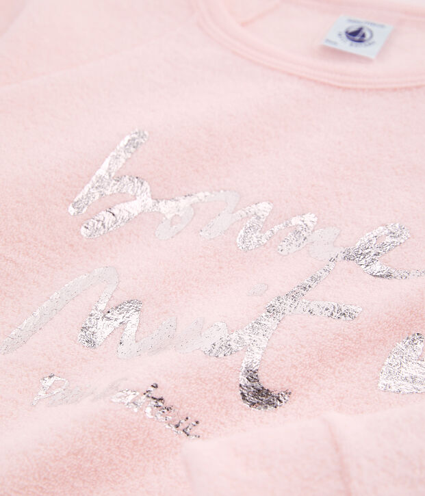 Pigiama bambina in spugna bouclette grattata, super calda rosa