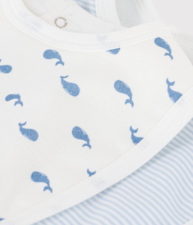 Set di bavaglini in cotone con stampa balena neonato multicolore