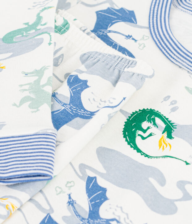 Pigiama molto aderente in cotone con stampa bambino bianco/multicolore