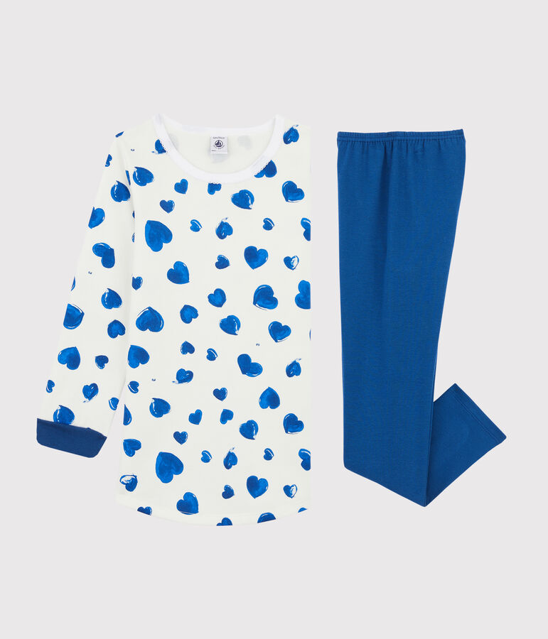 Camicia da notte cuori bambina in molleton con leggings bianco/multicolore