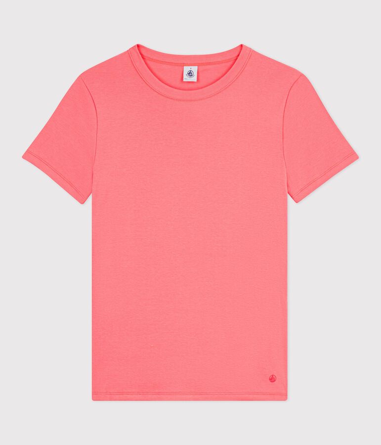 T-shirt a maniche corte in cotone tinta unita donna rosa
