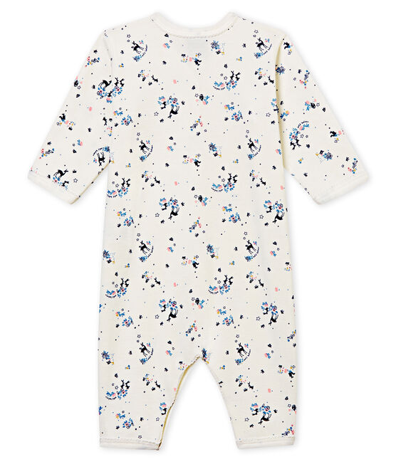 Tutina pigiama senza piedi in costina da neonata bianco MARSHMALLOW/bianco MULTICO