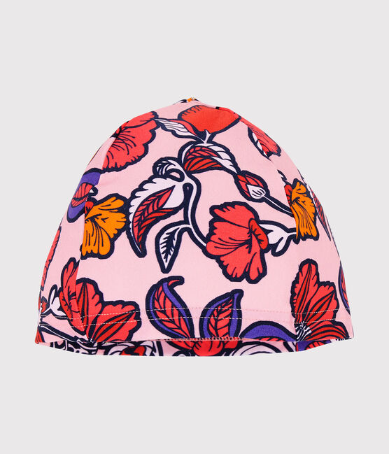 Cuffia da bagno anti-UV UPF 50+ bambina rosa PATIENCE/bianco MULTICO