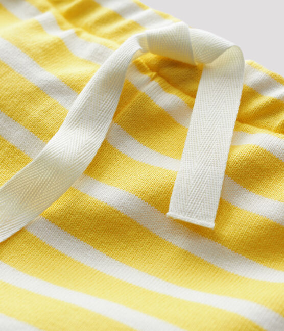 Shorts bebè in jersey spesso a righe giallo ORGE/bianco MARSHMALLOW