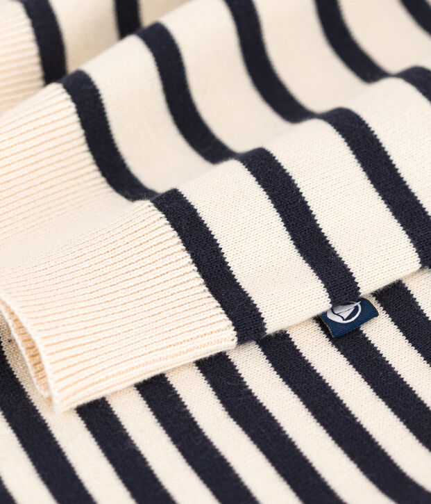 Maglione in cotone marini&egrave;re Donna ecru/blu