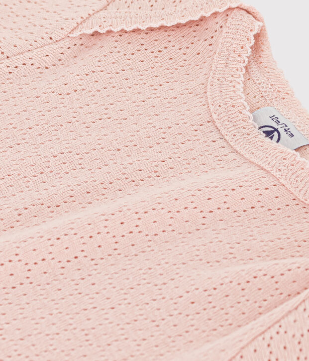 Body a maniche corte beb&egrave; in maglia traforata rosa