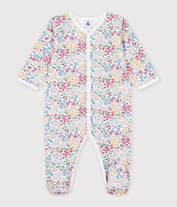 Pigiama in tubique con stampa a fiori neonata bianco/multicolore