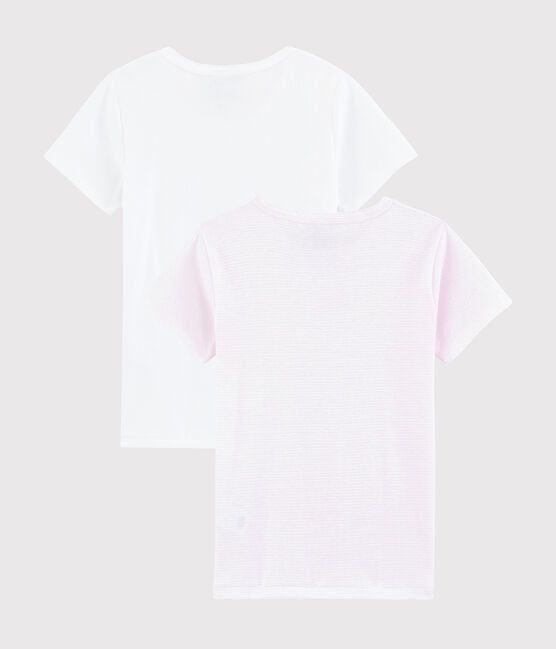 Confezione da 2 t-shirt manica corta millerighe rosa bambina variante 1