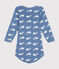 Body a maniche lunghe in cotone neonato blu BEACH/ MARSHMALLOW