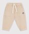 Pantaloni stile cargo in cotone tinta unita con stemma neonato beige