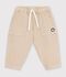 Pantaloni stile cargo in cotone tinta unita con stemma neonato beige