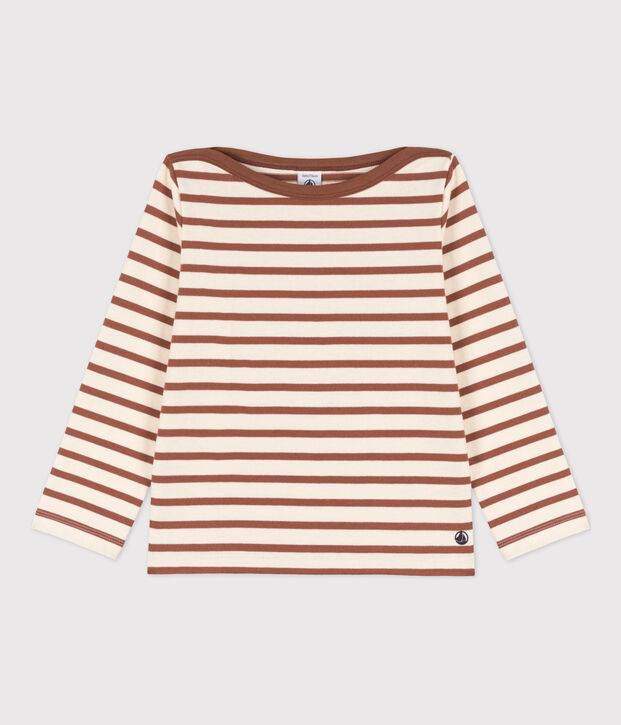 Marini&egrave;re bambino unisex in cotone ecru/marrone