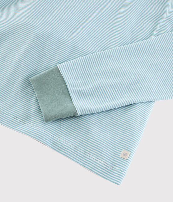 Pigiama a righe blu unisex a costine blu TIKI/bianco MARSHMALLOW