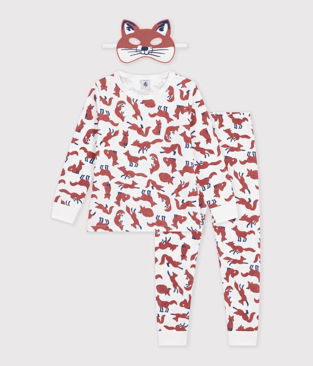 Pigiama travestimento da volpe in cotone bambino bianco/multicolore