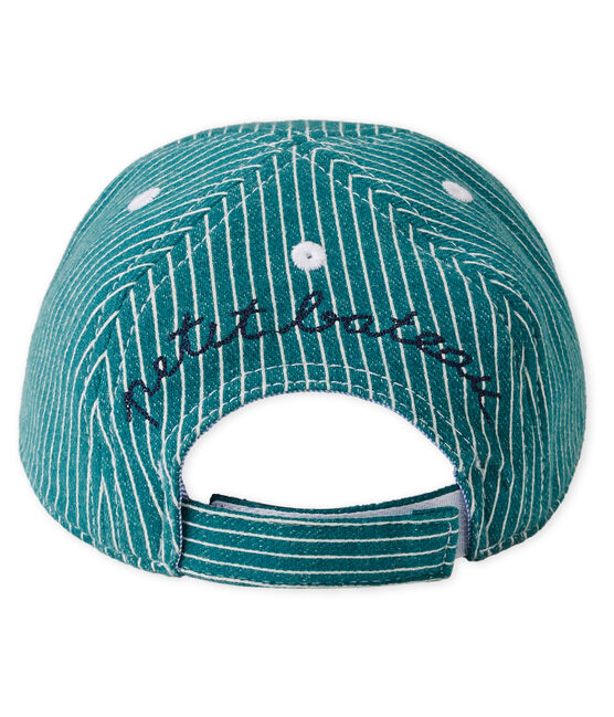 Cappellino da baseball maschietto in maglia a righe verde OLIVIER/bianco MARSHMALLOW