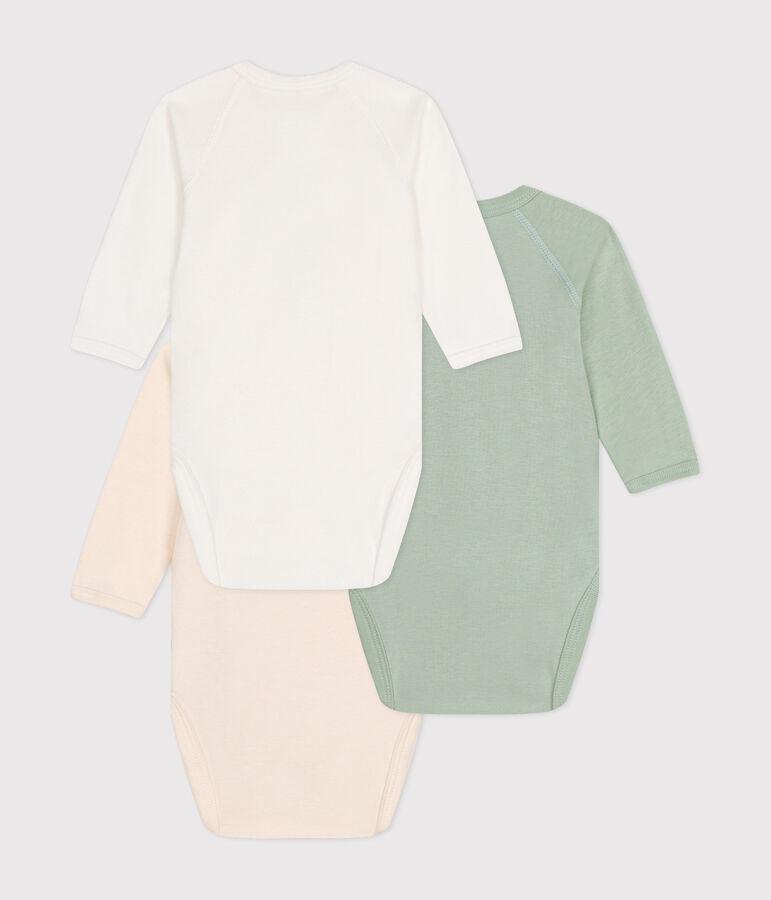 Confezione da 3 body incrociati beb&egrave; a maniche lunghe in cotone multicolore