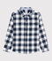 Camicia bambino a scacchi blu SMOKING/bianco MARSHMALLOW