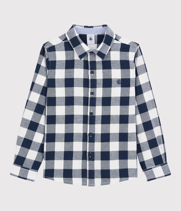 Camicia bambino a scacchi blu/bianco