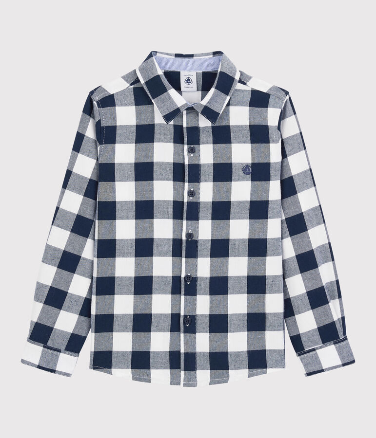 Camicia bambino a scacchi blu/bianco