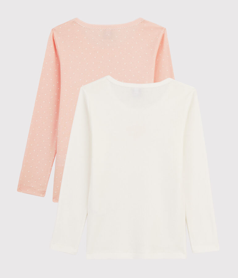 Confezione da 2 t-shirt a manica lunga cuori bambina multicolore