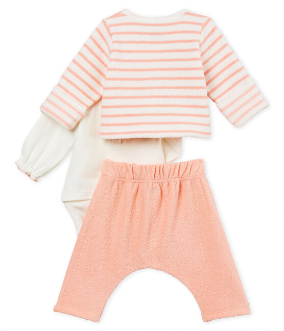 Completo 3 pezzi bebè femmina bianco MARSHMALLOW/rosa ROSAKO CN