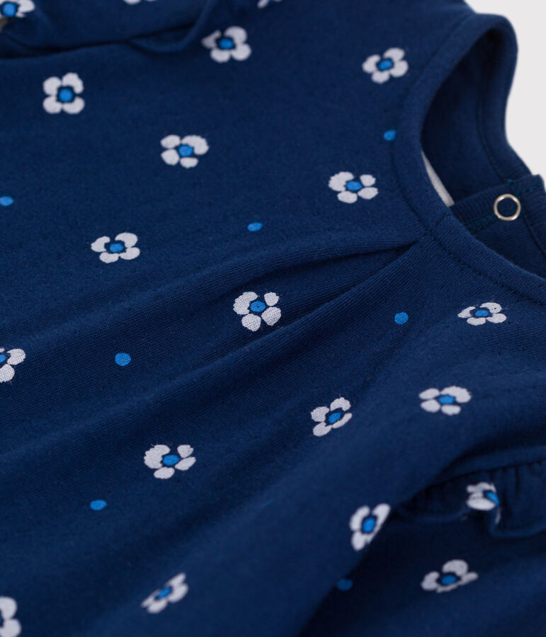 Blusa a maniche lunghe in cotone con stampa a fiori neonato blu/multicolore