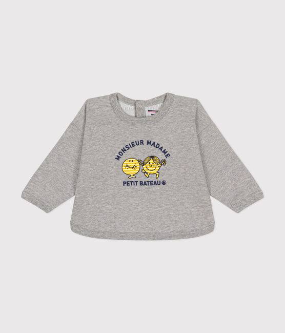 Maglia Monsieur Madame in tessuto felpato neonato grigio CHATON CHINE