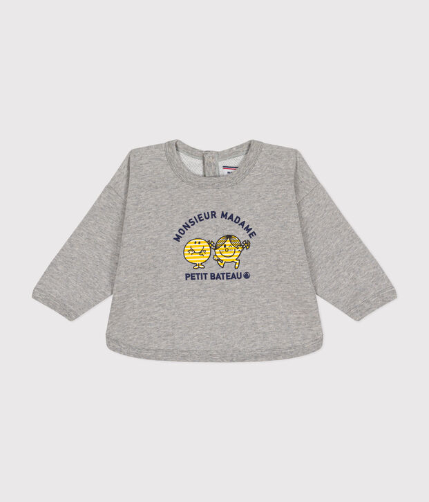 Maglia Monsieur Madame in tessuto felpato neonato grigio