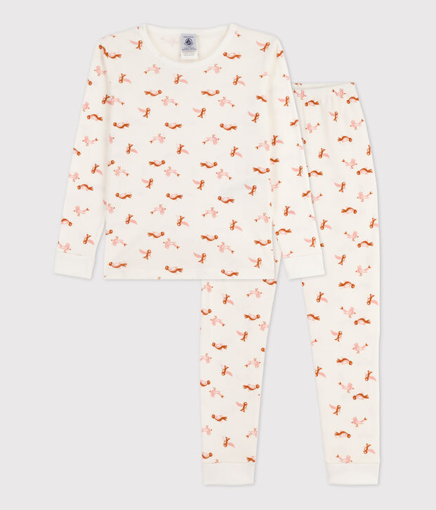 Pigiama snugfit uccellino in cotone bianco/multicolore