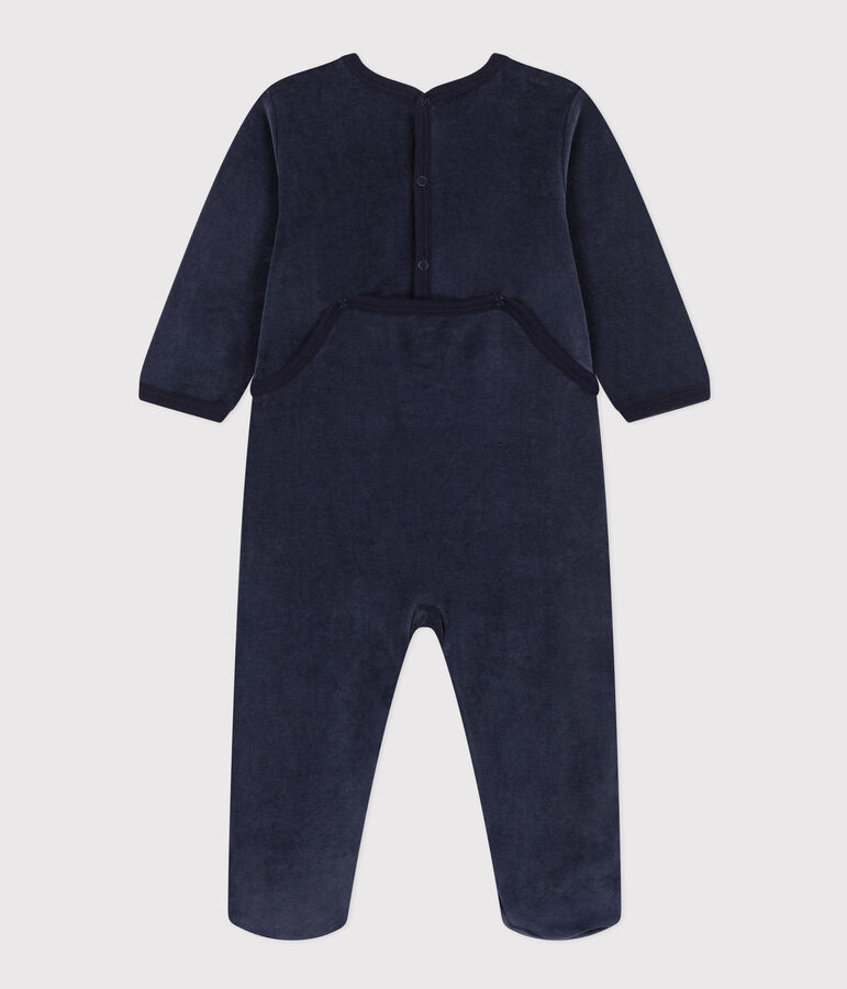 Pigiama beb&egrave; cagnolini in ciniglia blu