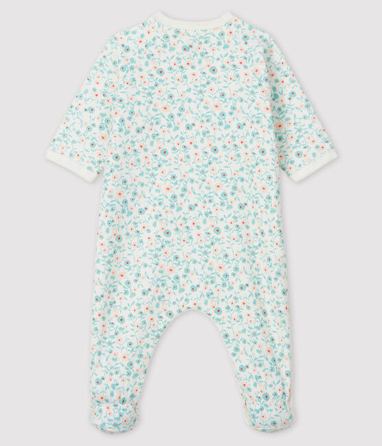 Pigiama tutina con stampa a fiori neonato in tessuto felpato bianco MARSHMALLOW/bianco MULTICO