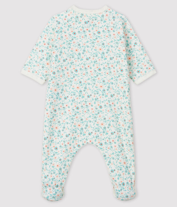 Pigiama tutina con stampa a fiori neonato in tessuto felpato bianco/multicolore