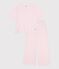 Pigiama in cotone a righe con gamba ampia donna rosa/bianco
