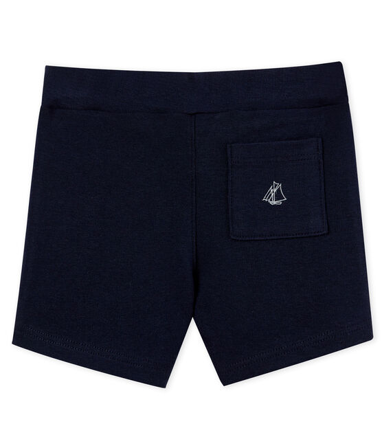 Short bebè maschio a tinta unita blu SMOKING