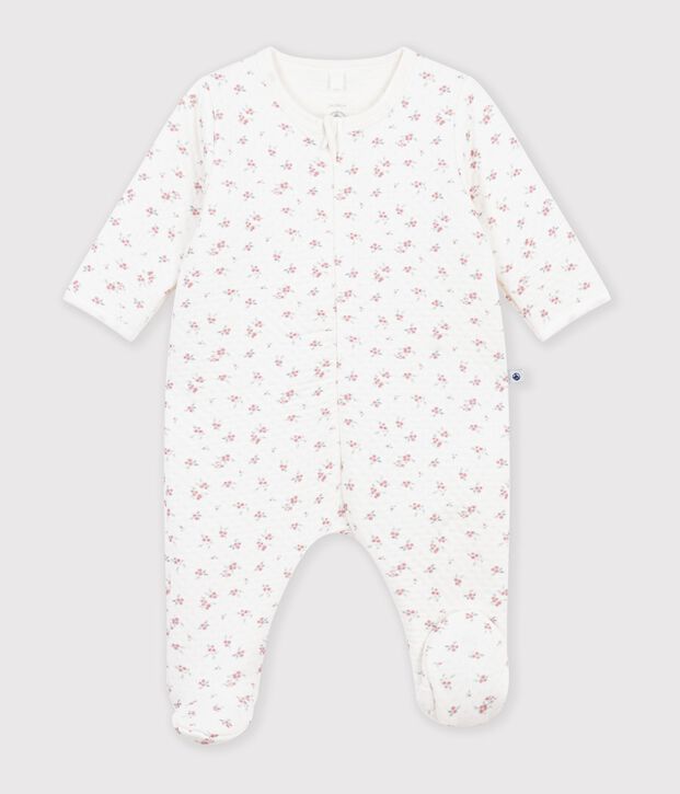 Pigiama in tubique con stampa a fiori neonata bianco/rosa