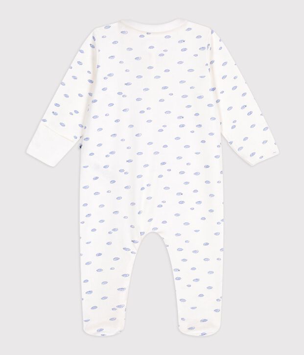 Pigiama in cotone con colletto a nuvolette neonato bianco/multicolore