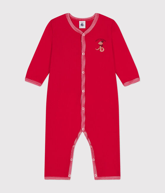 Pigiama senza piedini in cotone neonato rosso CORRIDA