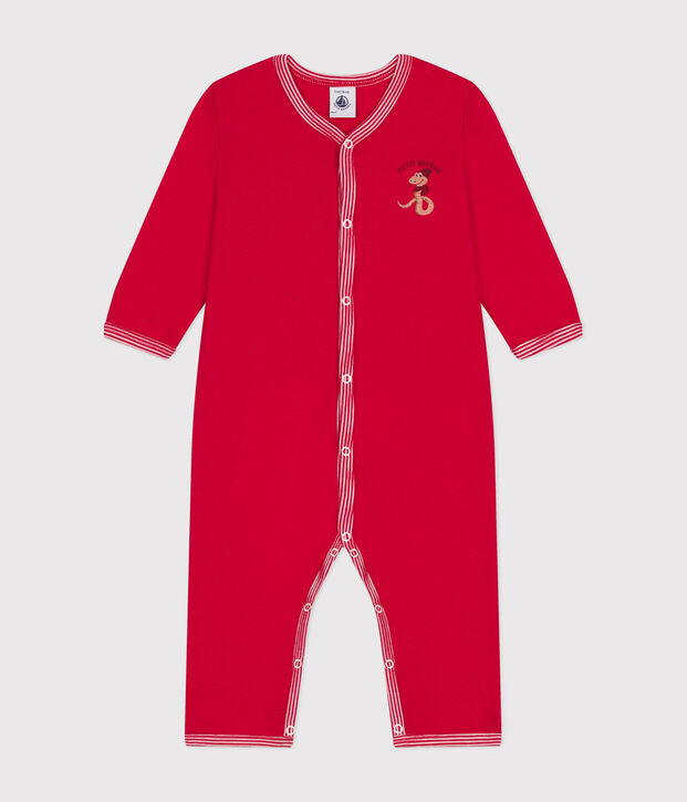 Pigiama senza piedini in cotone neonato rosso