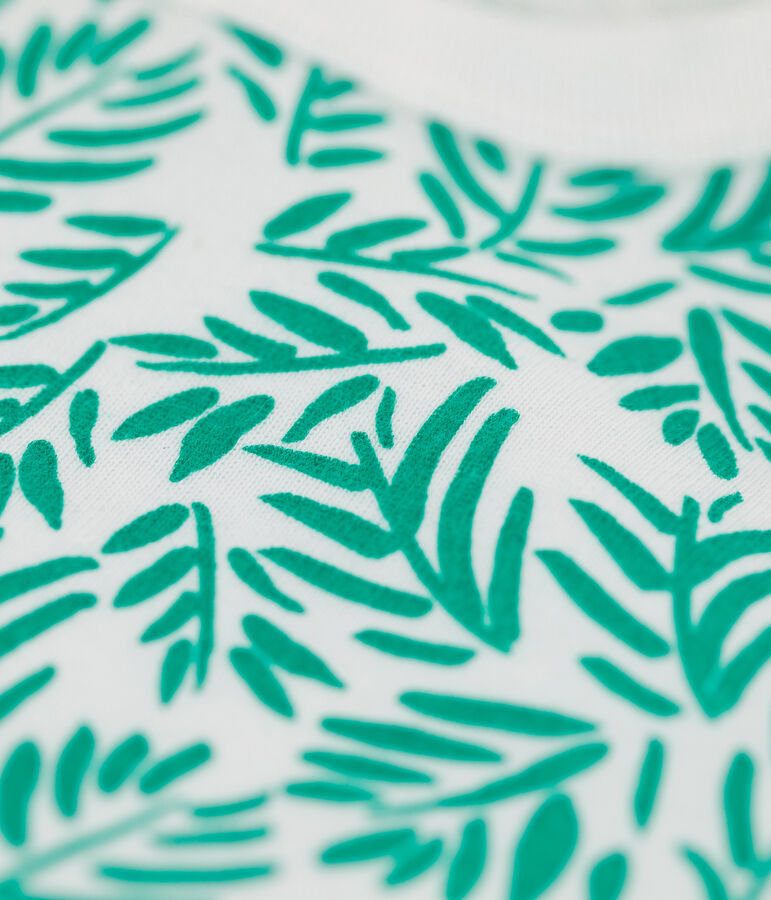 Tutina corta in cotone beb&egrave; maschio. bianco/multicolore