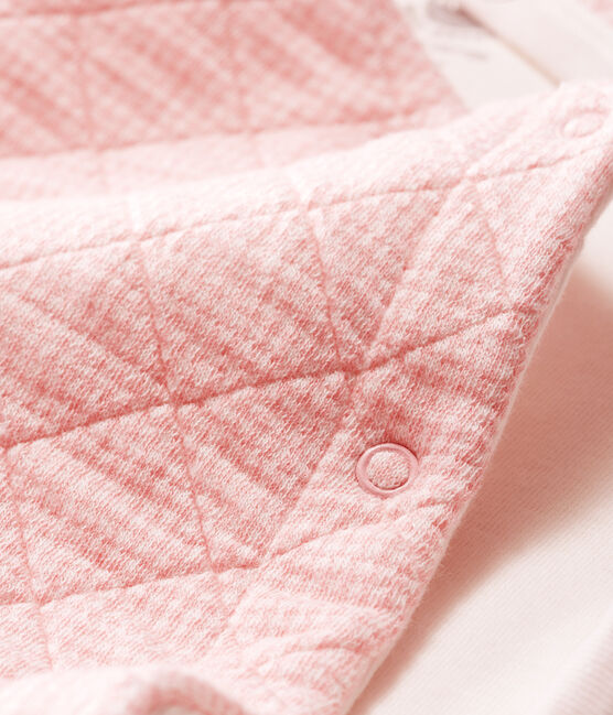 Tutina lunga bebè in tubique trapuntato rosa CHARME/bianco MARSHMALLOW CN
