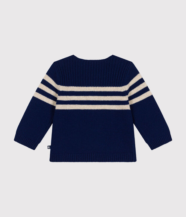 Pullover in maglia con lana blu/ecru