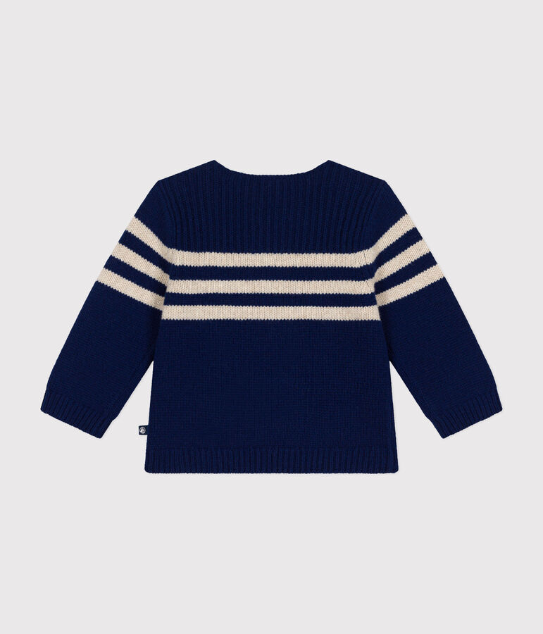 Pullover in maglia con lana blu/ecru