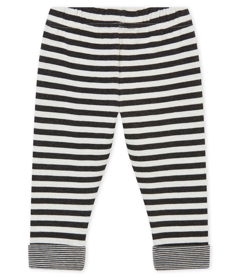 Pantalone rigato per beb&eacute; maschio nero CITY/bianco MARSHMALLOW