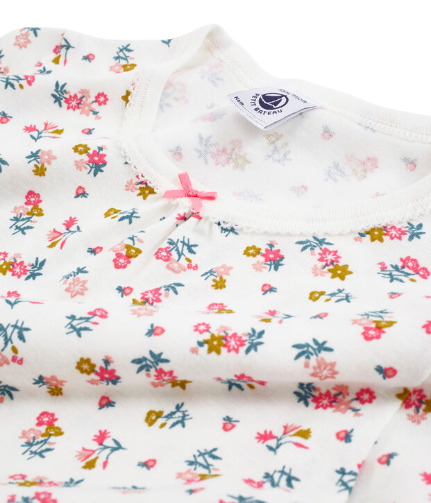 Camicia da notte bambina a costine bianco/multicolore