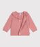 Cardigan in maglia di misto lana e cotone tinta unita con colletto neonato rosa